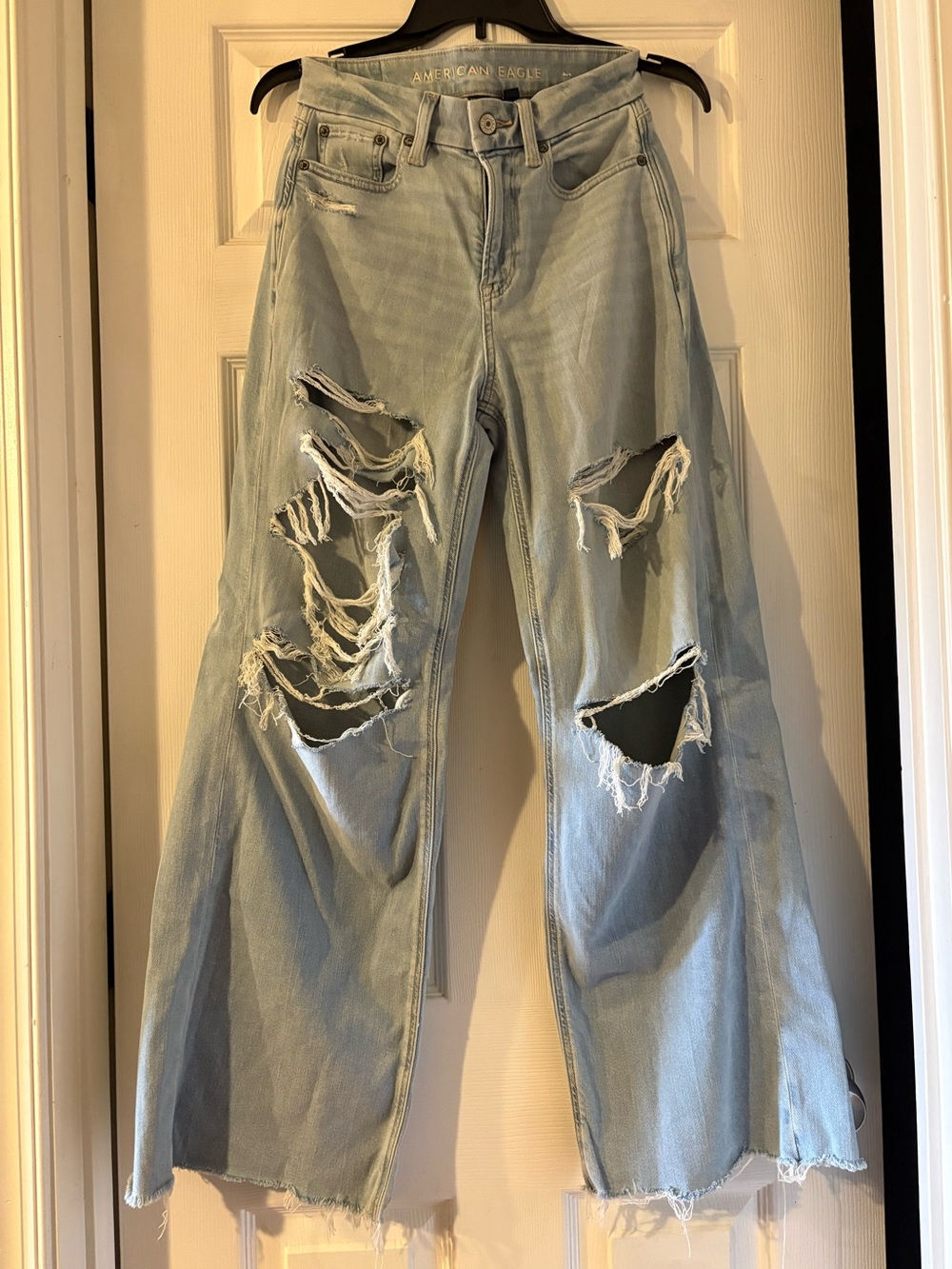 American Eagle Outfitters Light Blue Distressed Flare Jeans